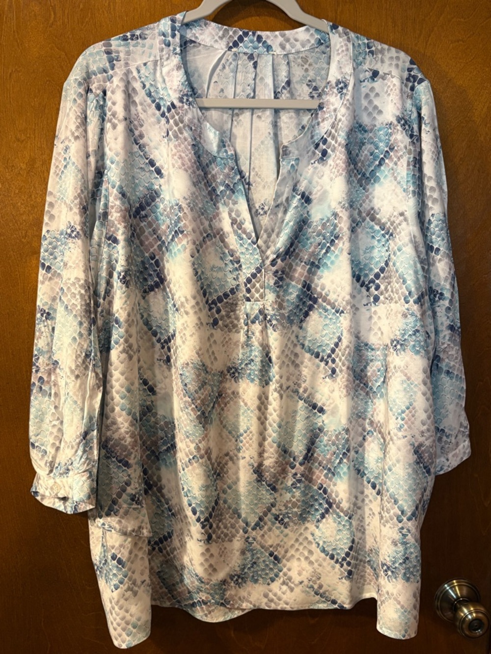 Blue and White Snake-Print Tunic